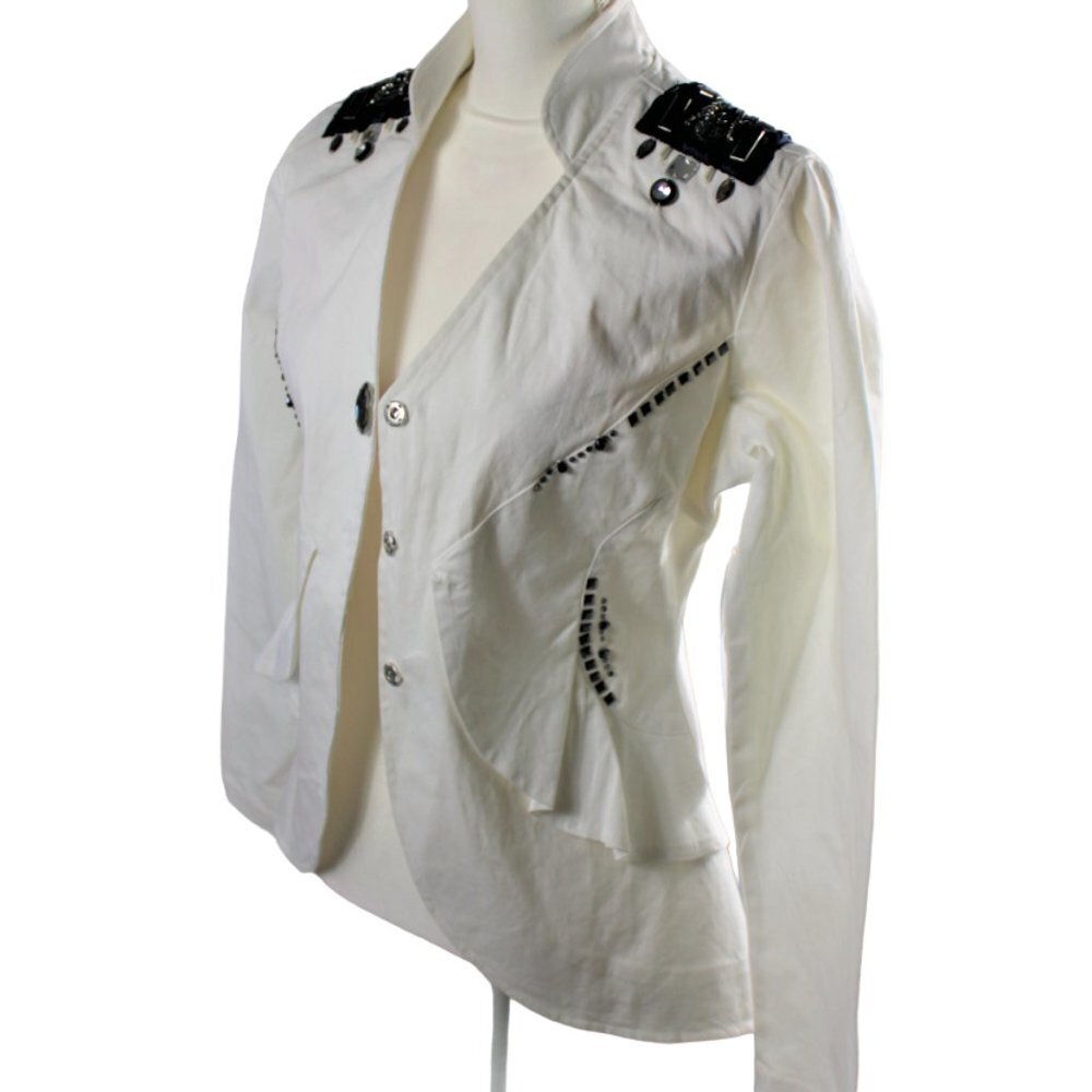 Ashro Linda White Rhinestone/Sequin/Beaded Cruise Wear Styling Jacket Size 8 - Picture 6 of 11